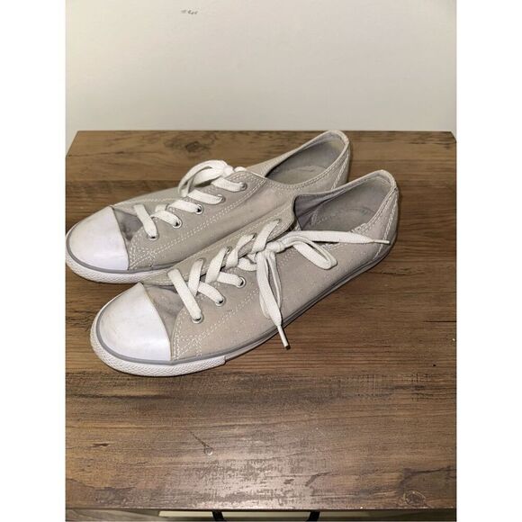 Women's Converse All Star Low Top Sneaker Light Grey Textured, Size 10 - Picture 4 of 6